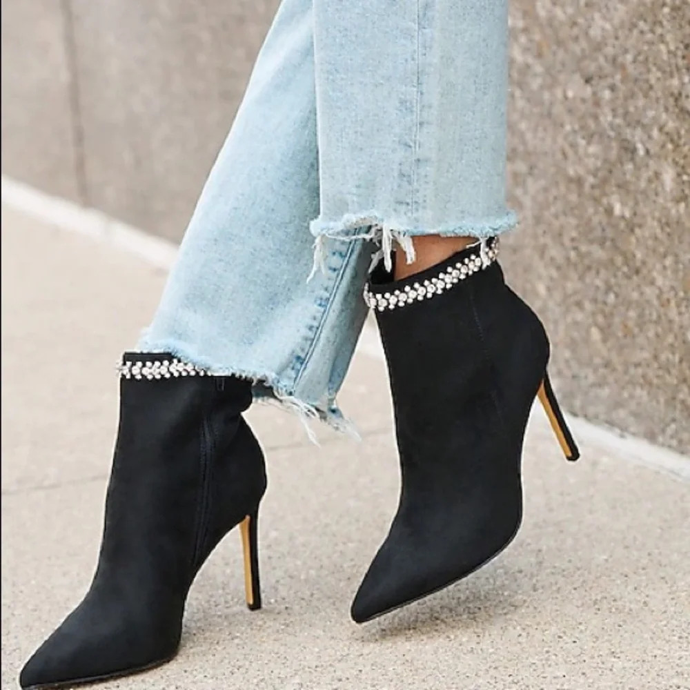 Embellished Suede Ankle Boots